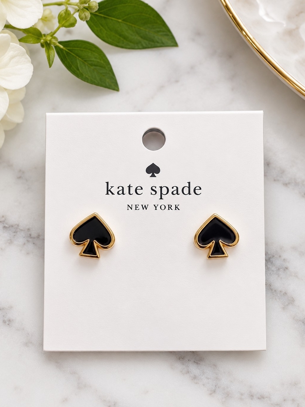 kate spade Black and Gold Spade Stud Earrings
